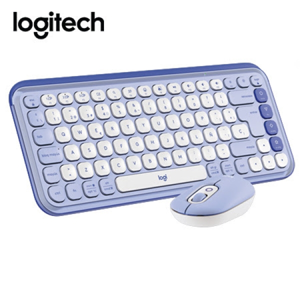 TECLADO LOGITECH + MOUSE POP ICON BLUETOOTH/WIRELESS SP / COPILOT/ LILAC