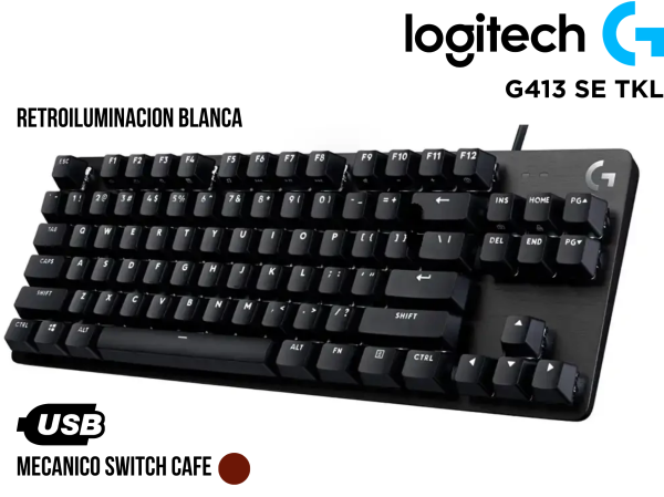 TECLADO LOGITECH G413 TKL SE BLACKLIGHT MECHANICAL GAMING BLACK