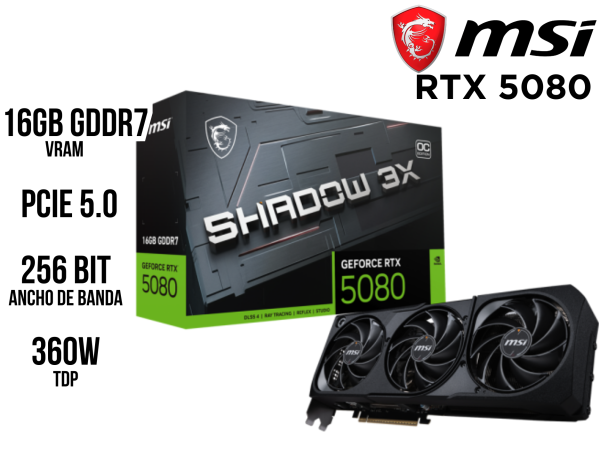 TARJETA DE VIDEO, MSI, RTX 5080 SHADOW 3XOC