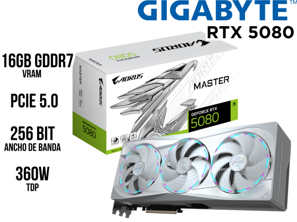 TARJETA DE VIDEO, GIGABYTE, RTX 5080 AORUS ICE GDDR7 16GB