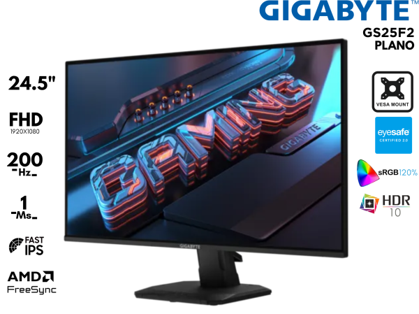 MONITOR GAMER, GIGABYTE, 24.5P GS25F2 200 HZ 1MS IPS