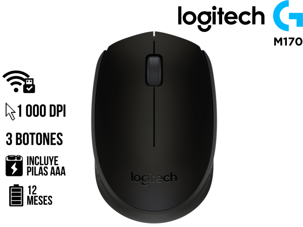 MOUSE , LOGITECH, M170 WIRELESS BLACK
