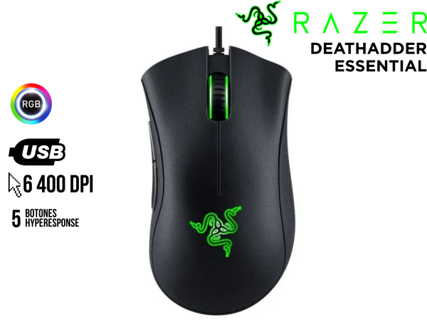MOUSE GAMER, RAZER, DEATHADDER ESSENTIAL 6400 DPI BLACK