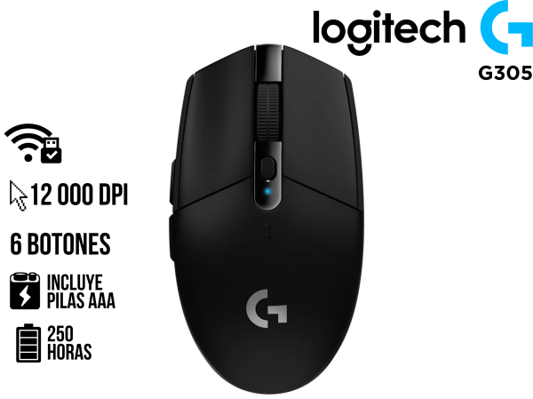 MOUSE GAMING, LOGITECH-G, G305 INALAMBRICO LIGHTSPEED BLACK