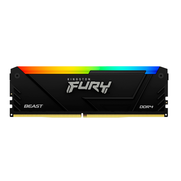 MEMORIA RAM KINGSTON FURY BEAST RGB BLACK, 16GB DDR4 3200 MHZ, PC4-25600, CL16, 1.35V.