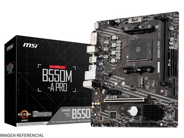 PLACA MADRE MSI B550M-A PRO, AMD B550, AM4, DDR4, HDMI, DVI-D, LAN, USB 3.2 GEN1, M-ATX 4719072752613