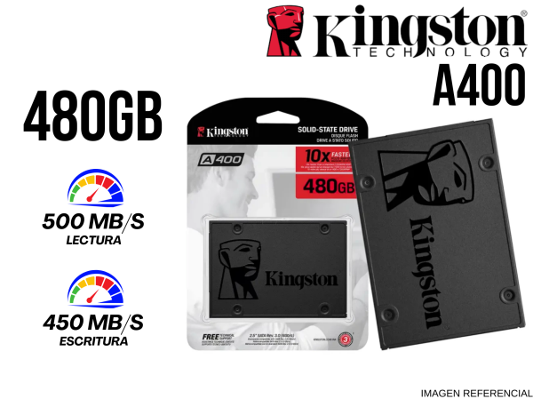 DISCO SOLIDO KINGSTON A400, 480GB, SATA 6GB/S, 2.5", 7MM. 740617263442
