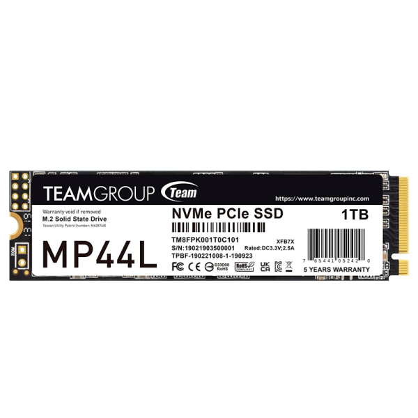 DISCO SOLIDO TEAMGROUP MP44L 1TB, M.2, PCI-E 4.0 X4 CON NVME 1.4