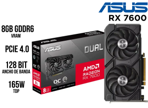 TARJETA DE VIDEO ASUS DUAL-RX7600-O8G-EVO, 8GB GDDR6 / PCI-E 4.0