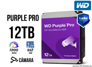 DISCO DURO WESTERN DIGITAL WD PURPLE PRO 12TB, SATA, 512MB CACHE, 7200 RPM, 3.5".