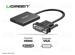 ADAPTADOR VGA A HDMI + 3.5MM AUDIO UGREEN * PARA PANTALLAS HDM