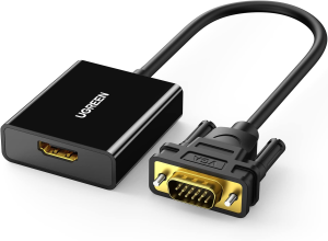 ADAPTADOR HDMI A VGA CON AUDIO CABLE 30CM UGREEN HDMI  HEMBRA A VGA MACHO (PANTALLA) COMPATIBLE CON STICKS * PARA PANTALLAS VGA