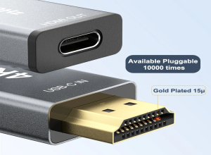 ADAPTADOR HDMI MACHO 60 HZ / 4K A TIPO C HEMBRA,1 PUERTO DE 5V DE  ALIMENTACION MICRO USB , DE ALUMINIO , SISTEMA DE SOPORTE: WINDOWS/MAC  OS/LINUX.