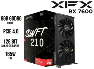 TARJETA DE VIDEO XFX SPEEDSTER SWFT 210 AMD RADEON RX 7600, 8 GB GDDR6 PCI EXPRESS 4.0
