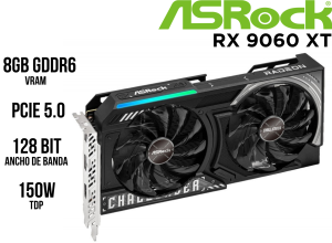 TARJETA DE VIDEO ASROCK AMD RADEON RX 9060 XT CHALLENGER 8GB OC, 8 GB GDDR6, PCI-E 5.0