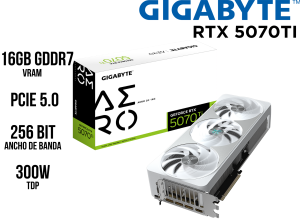 TARJETA DE VIDEO GIGABYTE GEFORCE RTX 5070 TI AERO OC 16G, 16 GB GDDR7, PCIE GEN 5.0