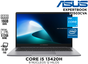 LAPTOP ,ASUS EXPERTBOOK, P1503CVA ,15.6P, I5 13420H ,16GB DDR5 ,512GB