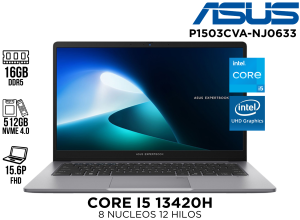 LAPTOP ,ASUS ESP ,P1503CVA-NJ0633 ,CORE™ I5-13420H ,16GB DDR5 ,512GB NVME 4.0 ,15.6 P FHD ,INTEL GRAPHICS
