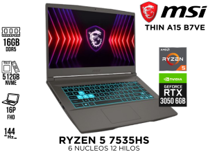 LAPTOP, MSI ENG THIN A15 B7VE ,R5 7535HS, 8GB, 512GB, RTX 4050 6GB WIN 11