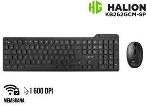 KIT TECLADO + MOUSE, HAVIT, INALAMBRICO KB262GCM-SP NEGRO