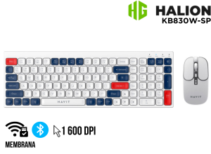 KIT TECLADO + MOUSE, HAVIT, INALAMBRICO KB830W-SP BLANCO,ROJO,AZUL