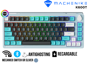 TECLADO, MACHENIKE, K600T CYAN/ NEGRO