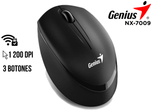 MOUSE, GENIUS, NX-7009 WIRELESS BLUEEYE ERGONOMICO BLACK