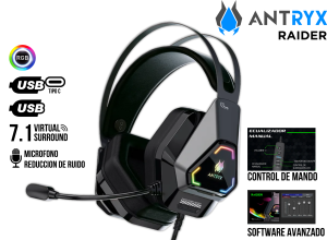 AUDIFONO C/MICROFONO ANTRYX RAIDER 7.1, VIRTUAL , ADAP-TIPO-C
