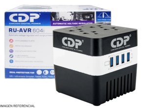 ESTABILIZADOR, CDP, RU-AVR604I 600VA/300W 4 SALIDAS / 4 USB