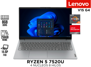 LAPTOP ,LENOVO ESP ,V15 G4 ,RYZEN 5 7520U ,8GB DDR5 ,256GB NVME ,15.6 P