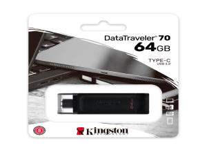 MEMORIA USB KINGSTON DATATRAVELER 70, 64GB, USB-C 3.2 GEN1, PRESENTACIÓN EN COLGADOR