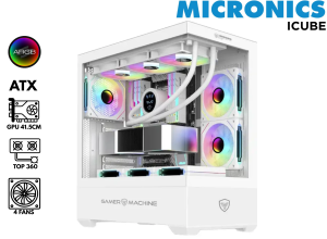 CASE GAMER, MICRONICS, ICUBE WHITE 4FAN RGB