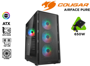 CASE COUGAR, AIRFACE PURE RGB BLACK + FUENTE ATLAS 650W