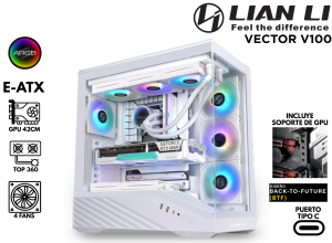 CASE, LIAN LI, VECTOR V100R ARGB 4FAN WHITE