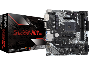 MOTHERBOARD ASROCK B450M-HDV R4.0, CHIPSET AMD B450, SOCKET AMD AM4, MATX
