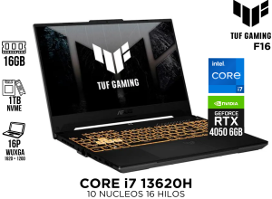 LAPTOP, ASUS ESP, F16 TUF CORE I7 13620H 16GB 1TB NVME RTX 4050 6GB 16P WUXGA