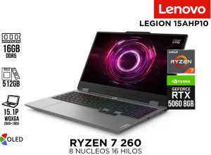 LAPTOP, LENOVO ENG, LEGION 15AHP10 RYZEN 7 260, 16GB DDR5, 512 SSD, RTX 5060 8GB 15.1P OLED WQXGA WIN11
