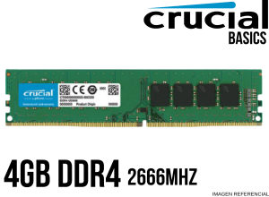MEMORIA RAM, CRUCIAL, 4GB 2666MHZ BASICS