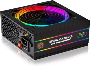 FUENTE DE PODER, ESGAMING, ES-RGB650W APFC 80 PLUS BRONCE