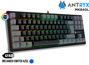 TECLADO MECANICO, ANTRYX, MK840L BLACK&GRAY BLUE SWITCH