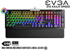 TECLADO GAMER, EVGA, Z15 KAILH SPEED SILVER