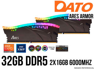 MEMORIA RAM, DATO, ARES ARMOR 32GB (16X2) DDR5 6000MHZ CL 34 RGB BK