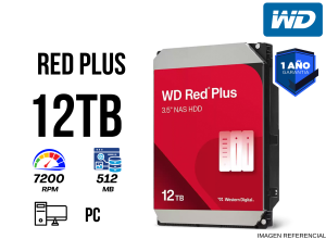 DISCO DURO WESTERN DIGITAL RED PLUS NAS WD120EFGX, 12TB, SATA, 7200RPM, 3.5", CACHE 512MB