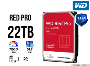 DISCO DURO WESTERN DIGITAL RED PRO WD221KFGX, 22TB, SATA 6GB/S, 3.5" 7200RPM, CACHE 512MB