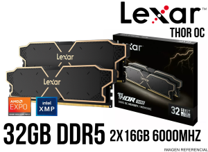 MEMORIA RAM, LEXAR 32GB (2X16GB) DDR5 6000MHZ THOR OC
