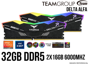 MEMORIA RAM, TEAMGROUP,32GB (2X16GB) DDR5-6000MHZ DELTA ALFA
