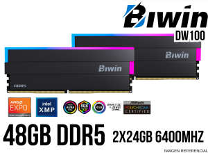 MEMORIA RAM, BIWIM, 48GB (24GBX2) 6400MHZ CL32 BLACK