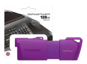 MEMORIA USB KINGSTON DATATRAVELER EXODIA M, 128GB, INTERFAZ: USB 3.2 GEN 1, MORADO