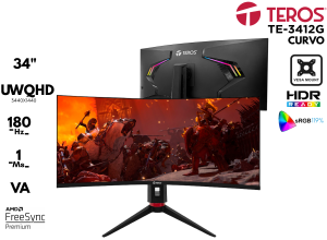 MONITOR TEROS 34P 3412G UWQHD 2K 180HZ 1MS CURVO