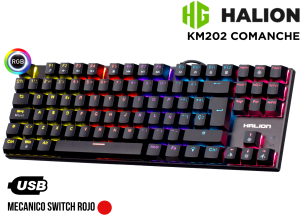 TECLADO, HALION, MECANICO KM202 COMANCHE 88 TECLAS RAINBOW RED SWITCH